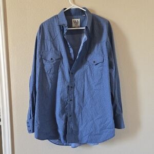 Ely Cattleman Light Blue Western Snap Shirt 2XL